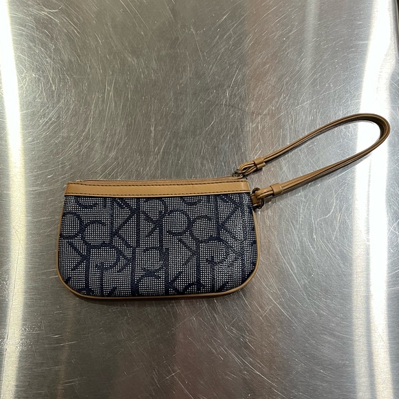 Calvin Klein Blue and Tan Logo Wristlet - Picture 2 of 5